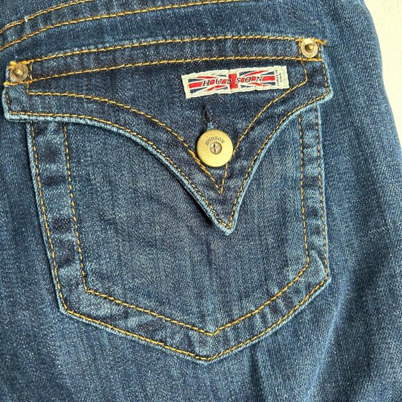 Hudson Jeans Womens Large Blue Wide Leg Trouser Jeans Flap Pockets Denim Flare - Picture 7 of 12